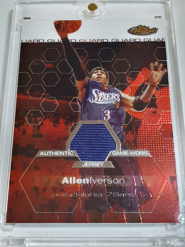 2002 Topps Finest Allen Iverson #PATCH /999 Game Worn Jersey - Ready to Grade