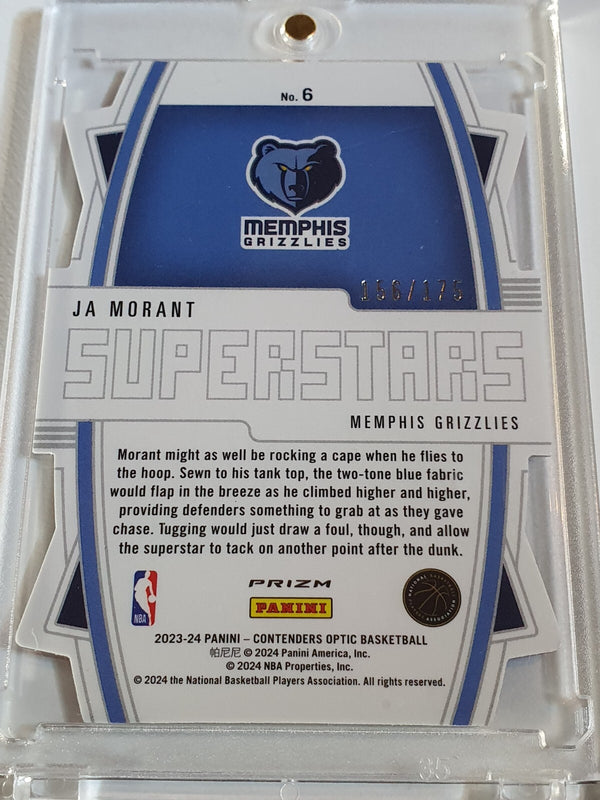 2023 Contenders Optic Ja Morant #6 RED CRACKED ICE /175 Holo Die Cut Superstars