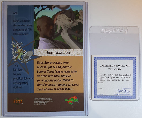 1996 Upper Deck Space Jam Michael Jordan Bugs Bunny 3D Animotion - with COA