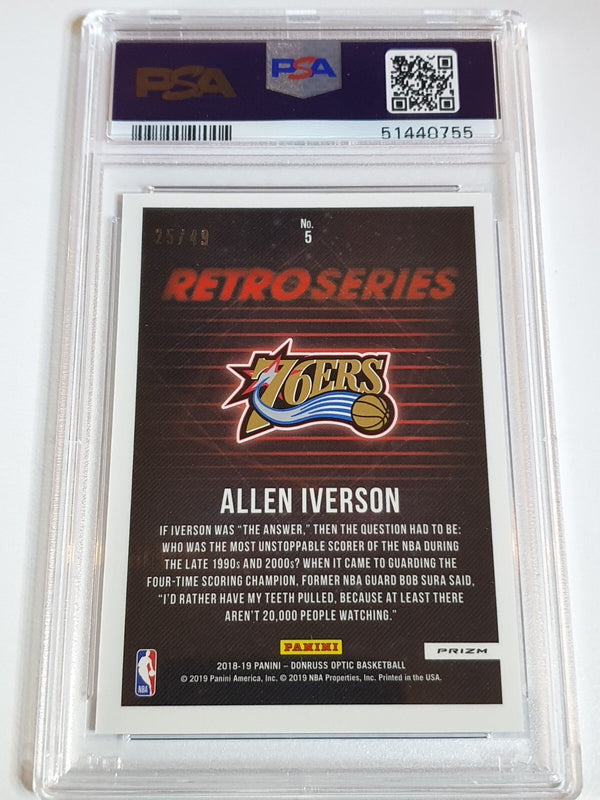 2018 Donruss Optic Allen Iverson #5 BLUE /49 Holo Retro Series - PSA 9 (POP 3)