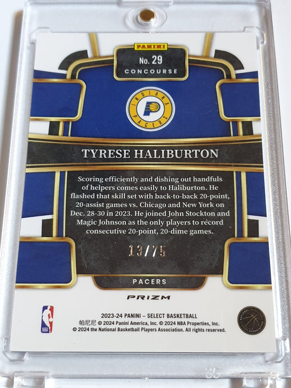 2023 Panini Select Tyrese Haliburton #29 WAVE BLUE /75 Holo Concourse - Rare