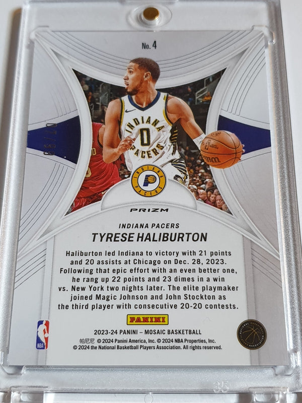 2023 Panini Mosaic Tyrese Haliburton #4 REACTIVE BLUE MOSAIC /99 Prizm - Rare