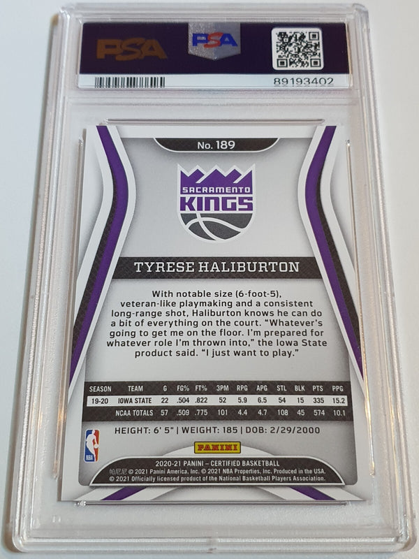 2020 Panini Certified Tyrese Haliburton Rookie #189 MIRROR CAMO /25 Holo - PSA 9