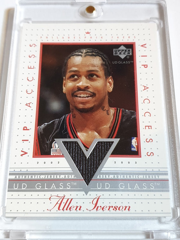 2002 Upper Deck Glass Allen Iverson #PATCH Game Worn Jersey - Rare