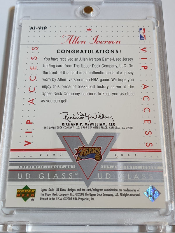 2002 Upper Deck Glass Allen Iverson #PATCH Game Worn Jersey - Rare
