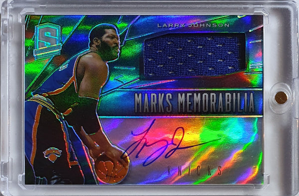 2013 Spectra Larry Johnson #PATCH AUTO LIGHT BLUE /75 Game Worn Jersey Autograph