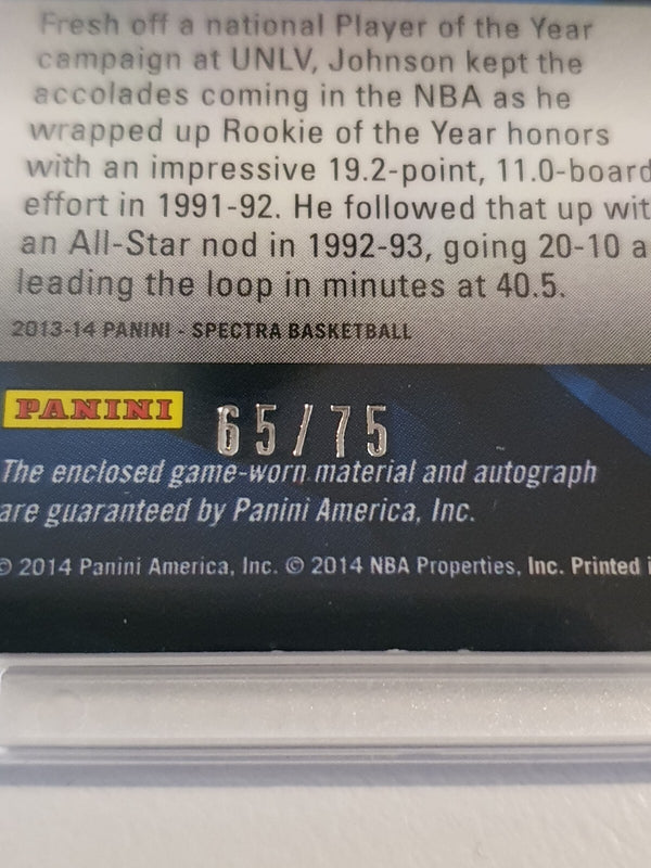 2013 Spectra Larry Johnson #PATCH AUTO LIGHT BLUE /75 Game Worn Jersey Autograph