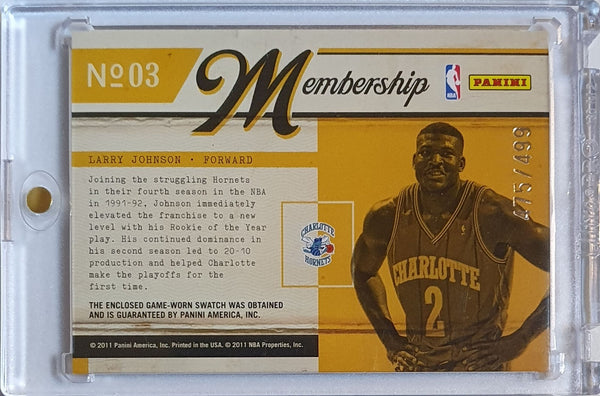 2010 Panini Classics Larry Johnson #PATCH /499 Game Worn Jersey - Rare