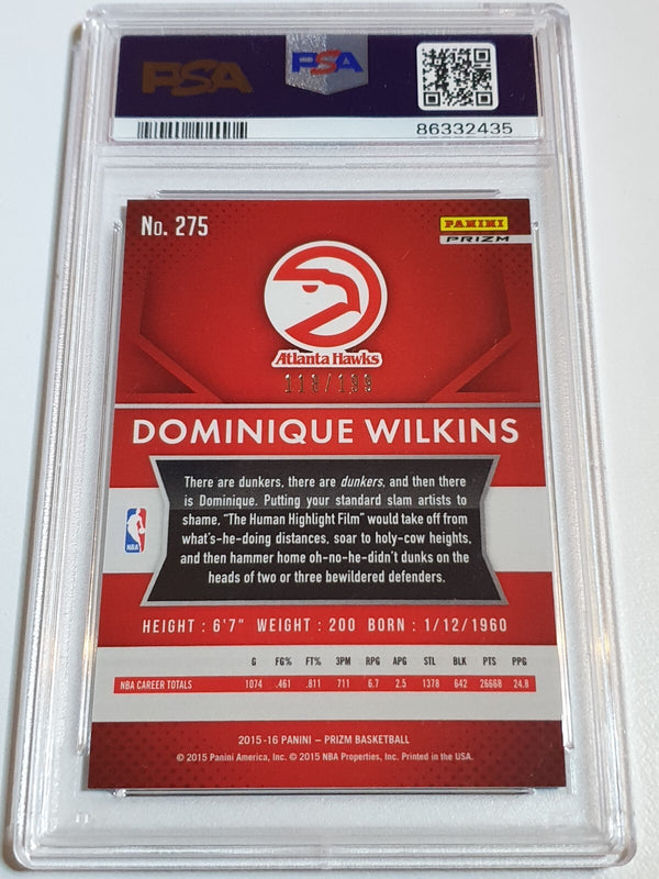 2015 Panini Prizm Dominique Wilkins #275 LIGHT BLUE /199 Holo - PSA 9 (POP 2)