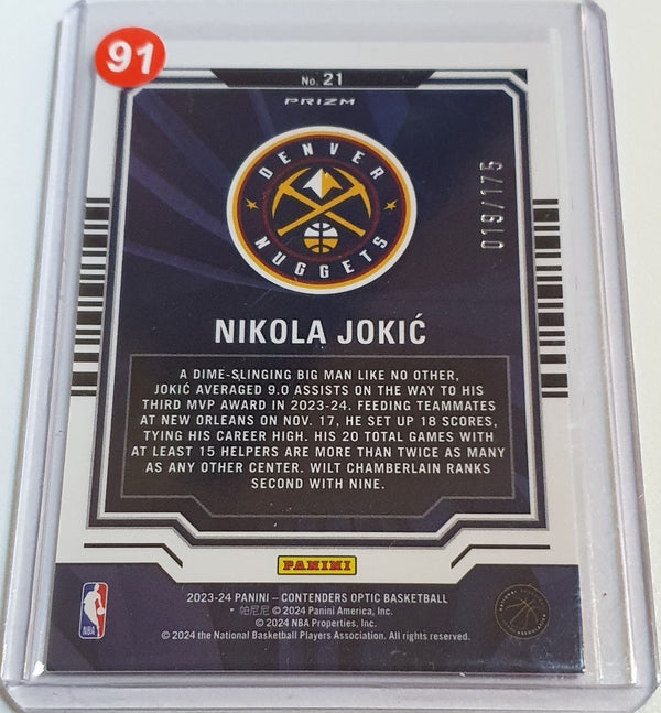 2023 Panini Contenders Optic Nikola Jokic #21 RED CRACKED ICE /175 Holo - Rare