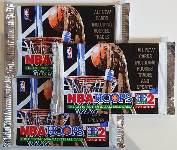 Lot of 3 x Packs of 1992-93 NBA Hoops Basketball Series 2 - Factory Sealed