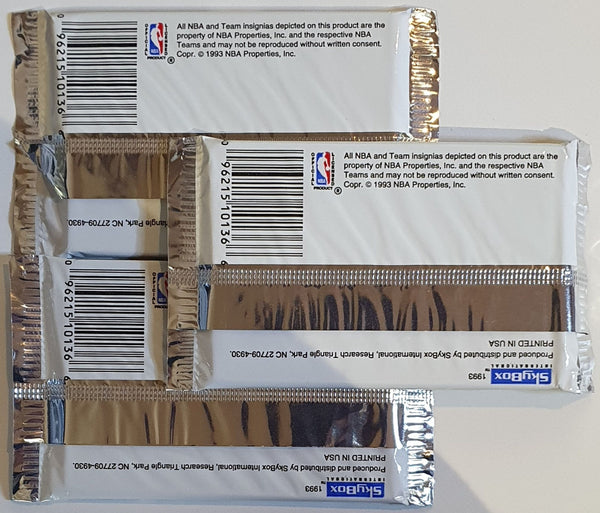 Lot of 3 x Packs of 1992-93 NBA Hoops Basketball Series 2 - Factory Sealed