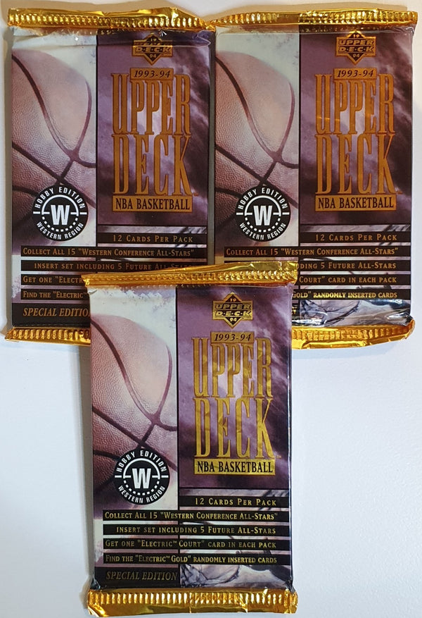 Lot of 3 x of 1993-94 Upper Deck NBA Basketball Hobby Edition Western Region