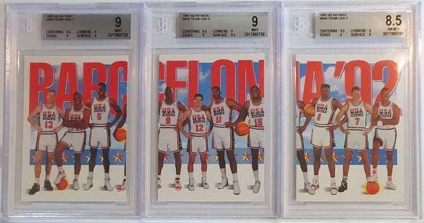 1991 Skybox Dream Team Barcelona USA #544 #545 #546 BGS 9 & 8.5 - Jordan + Magic