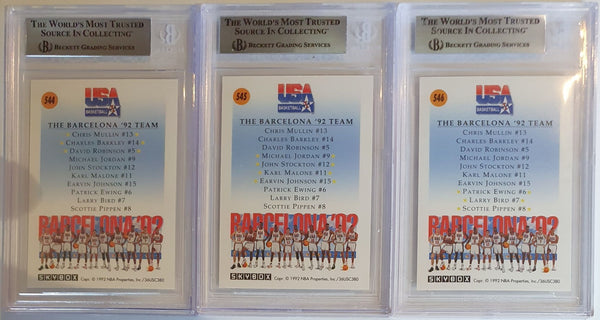 1991 Skybox Dream Team Barcelona USA #544 #545 #546 BGS 9 & 8.5 - Jordan + Magic
