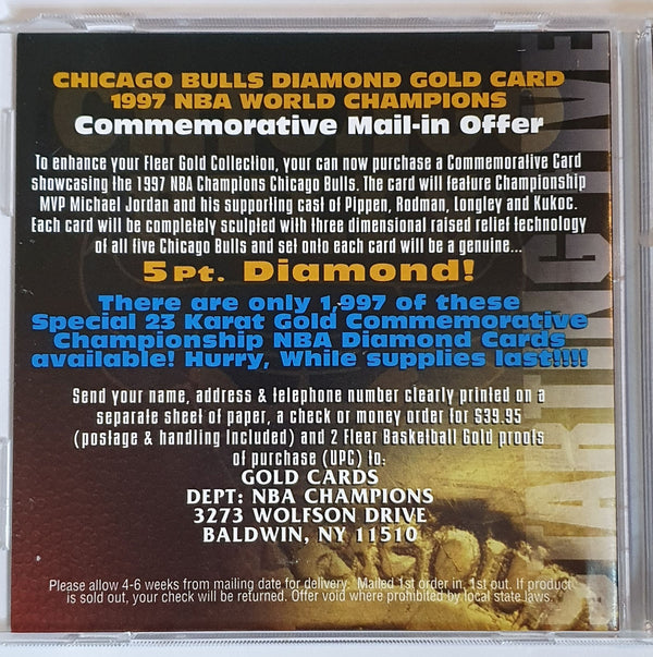 1997 Fleer Michael Jordan 23K GOLD 1986-87 Fleer Rookie Card Design - With Case