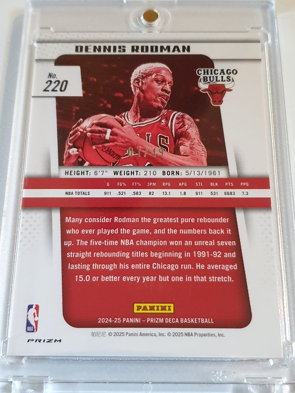 2024 Panini Prizm Deca Dennis Rodman #220 ORANGE 01/49 Holo - Ready to Grade