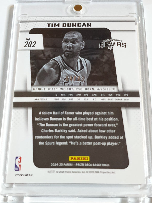 2024 Panini Prizm Deca Tim Duncan #202 ORANGE /49 Holo - Ready to Grade