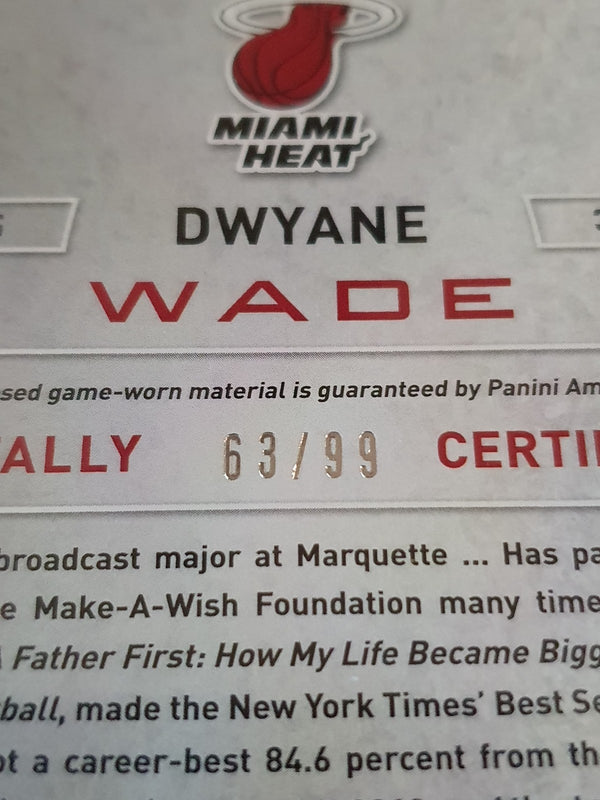 2013 Totally Certified Dwyane Wade #PATCH BLUE /99 Game Worn Jersey - Rare