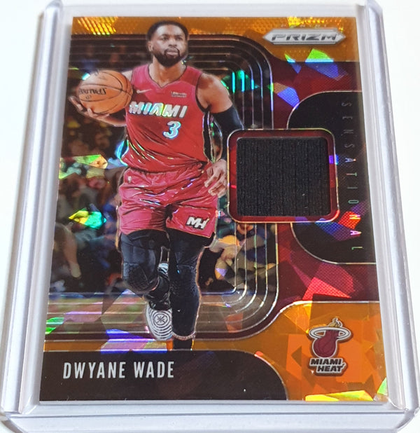 2019 Panini Prizm Dwyane Wade #PATCH ORANGE CRACKED ICE Game Worn Jersey - Rare