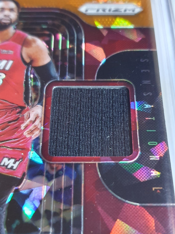 2019 Panini Prizm Dwyane Wade #PATCH ORANGE CRACKED ICE Game Worn Jersey - Rare