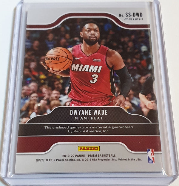 2019 Panini Prizm Dwyane Wade #PATCH ORANGE CRACKED ICE Game Worn Jersey - Rare