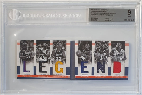 2011 Preferred Booklet /150 Six Jersey Patches Shaquille Kareem Olajuwon - BGS 9