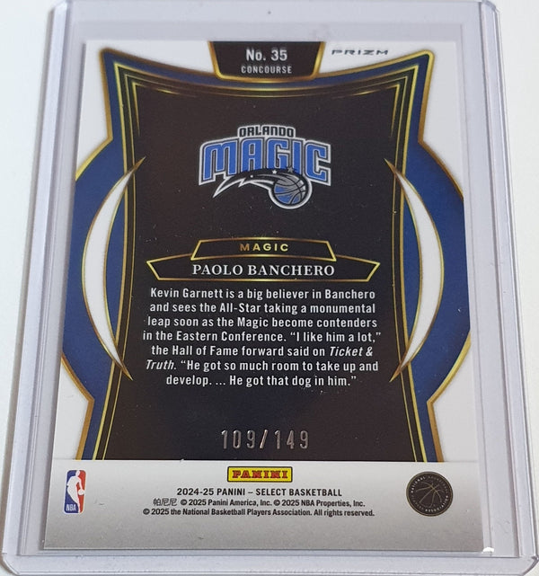 2024 Panini Select Paolo Banchero #35 WHITE /149 Holo Concourse - Ready to Grade