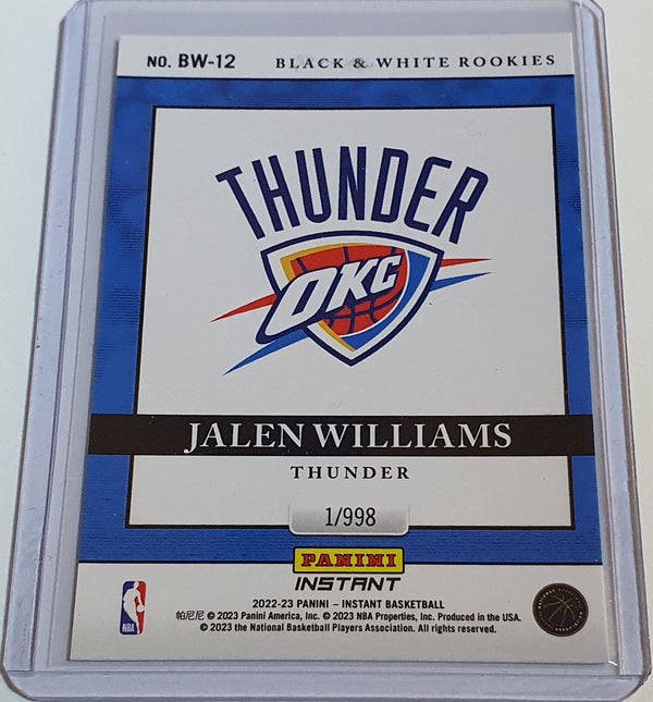 2022 Panini Instant Jalen Williams Rookie #BP-2 /998 Black & White RC - Rare