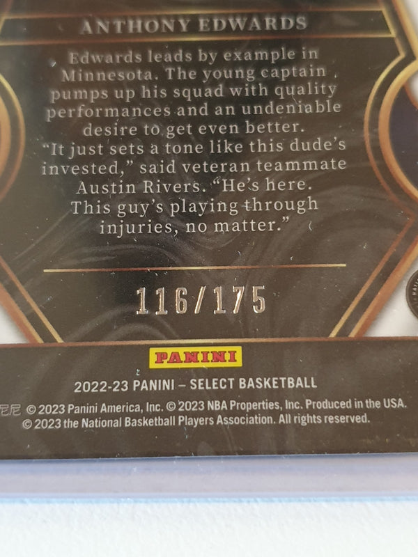2022 Select Anthony Edwards #146 Premier Level MAROON /175 Holo Die Cut - Rare