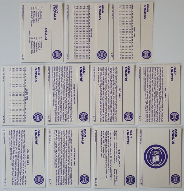 1991 Star Company Isiah Thomas COMPLETE 11 Card Set - Ready To Grade