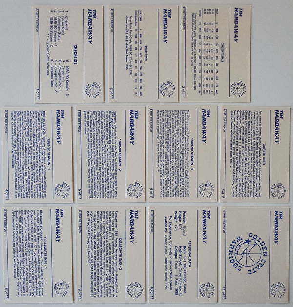 1991 Star Company Tim Hardaway COMPLETE 11 Card Set - Ready to Grade