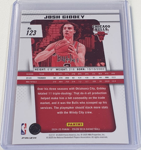 2024 Panini Prizm Deca Josh Giddey #123 ORANGE /49 Holo (Bulls) - Ready to Grade