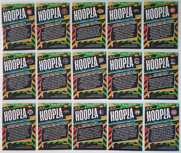 2024 NBA Hoops Hoopla (Complete Set of 15 Cards) - LeBron Curry Luka Castle RC