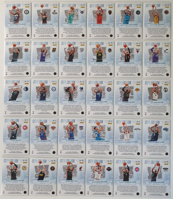 2024 NBA Hoops City Edition (Set of 30 Insert Cards) - LeBron Curry Luka Wemby