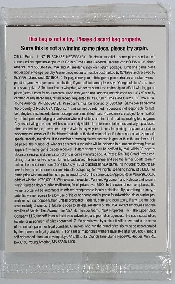 1997 Upper Deck Nestle Crunch Time Clyde Drexler - Factory Sealed Pack