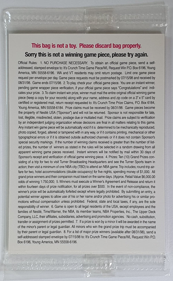 1997 Upper Deck Nestle Crunch Time Patrick Ewing - Factory Sealed Pack