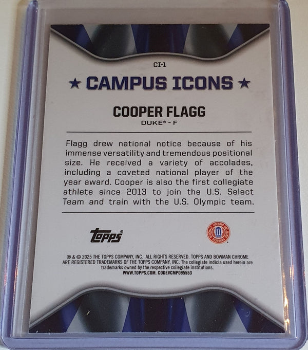 2024 Bowman U Chrome Cooper Flagg Rookie #CI-1 Campus Icons RC - Ready to Grade