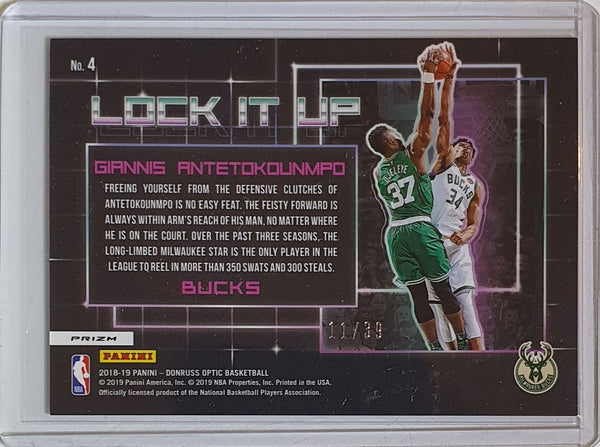 2018 Donruss Optic Giannis Antetokounmpo #4 ORANGE /39 Lock It Up - Rare