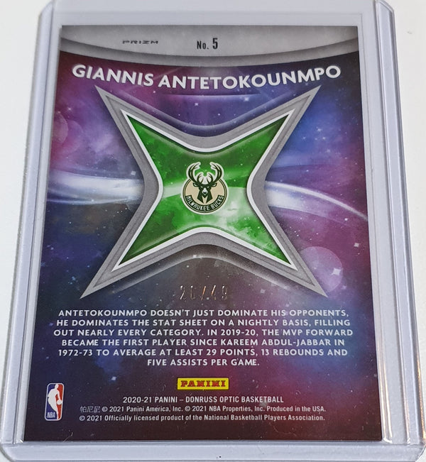 2020 Donruss Optic Giannis Antetokounmpo #5 BLUE /49 Holo Star Gazing - Rare