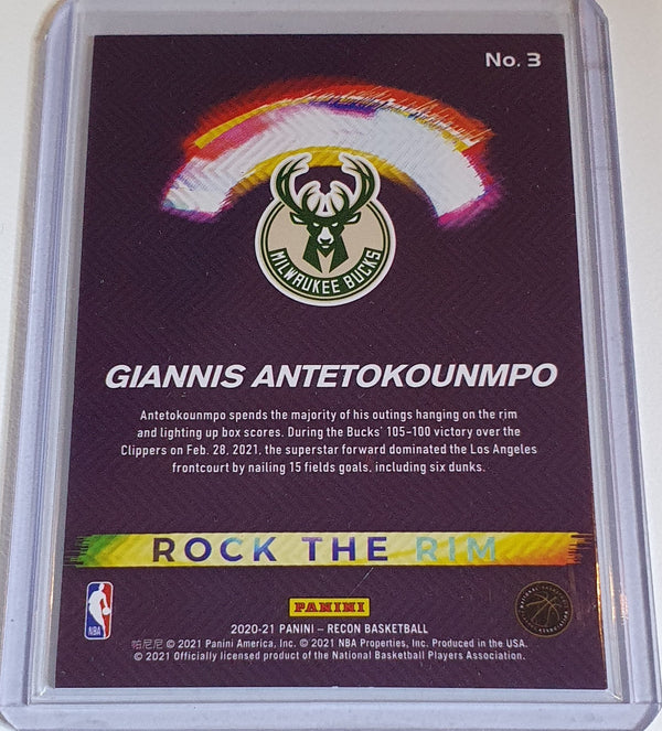 2020 Panini Recon Giannis Antetokounmpo #3 PURPLE /49 Rock the Rim - Rare