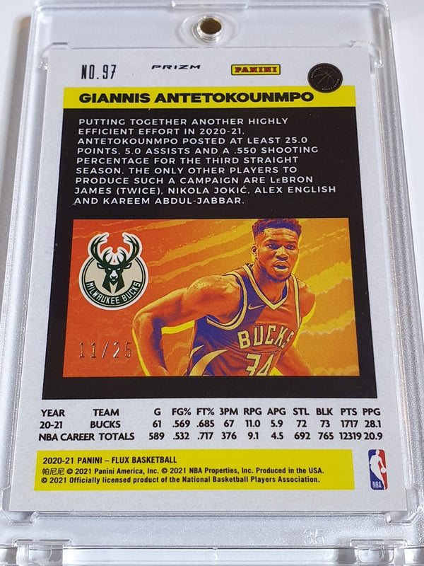 2020 Panini Flux Giannis Antetokounmpo #97 LUNAR ECLIPSE /25 Holo - Rare
