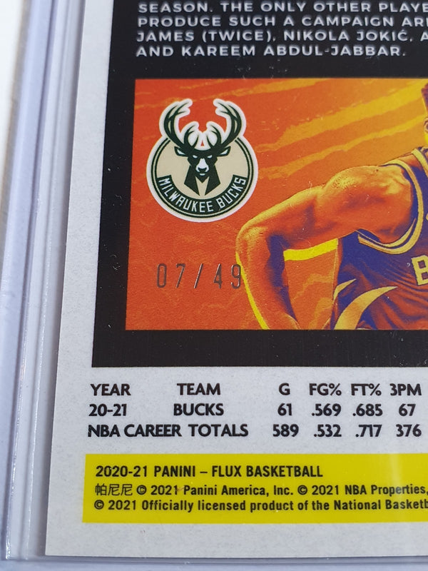 2020 Panini Flux Giannis Antetokounmpo #97 SOLAR ECLIPSE /49 Holo - Rare