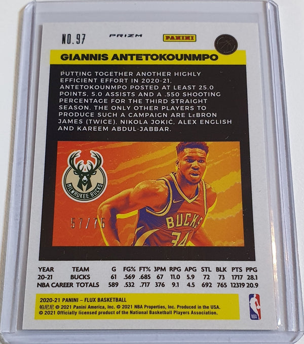 2020 Panini Flux Giannis Antetokounmpo #97 SUPERNOVA /75 Holo - Ready to Grade