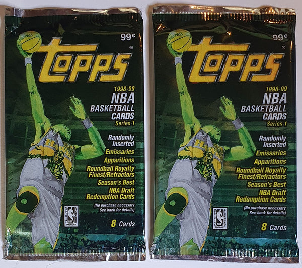 Lot of 2 x Packs of 1998-99 Topps NBA Basketball Series 1 - Sealed Packs
