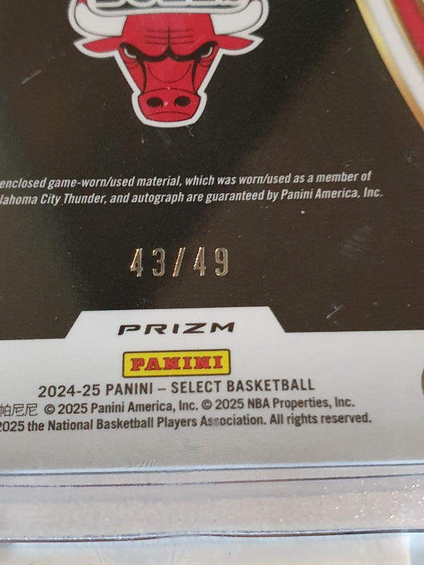 2024 Select Josh Giddey AUTO #PATCH BLUE /49 Game Worn Jersey - Bulls Rare