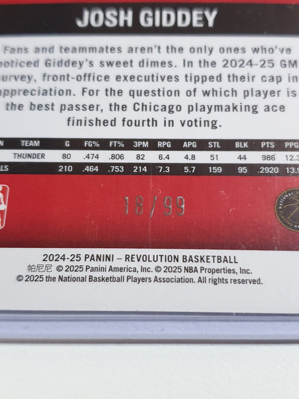 2024 Panini Revolution Josh Giddey #10 COSMIC /99 HOLO - Ready to Grade