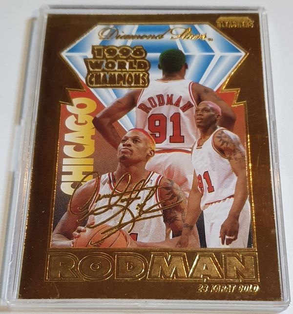 1996 Bleachers Dennis Rodman 23K GOLD CARD /10000 Diamond Stars - Box and COA