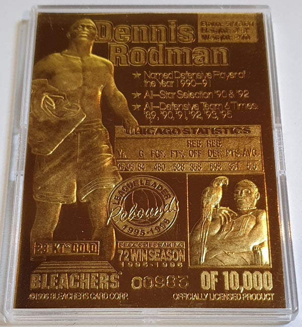 1996 Bleachers Dennis Rodman 23K GOLD CARD /10000 Diamond Stars - Box and COA