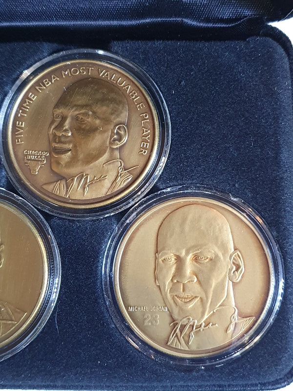 1996 Highland Mint Michael Jordan BRONZE /5000 Upper Deck 3 Coins Set - With COA